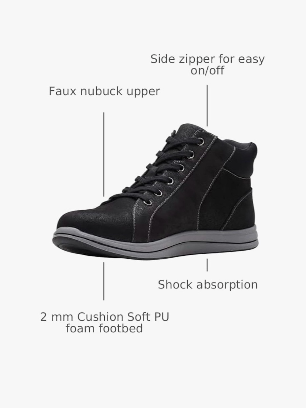 Womenโs Clark breeze glide Black Lace-Up High-Top Casual Shoes size 9
